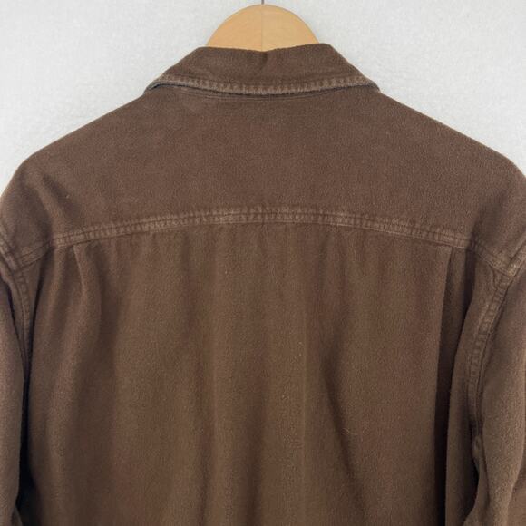 ST JOHNS BAY Shirt Mens LT Tall Chamois Flannel Button Up Cotton Brown VTG - Picture 9 of 16